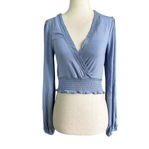 Forever 21 Blue Long Sleeve Crop Top Women's Size Small | 42-1-2